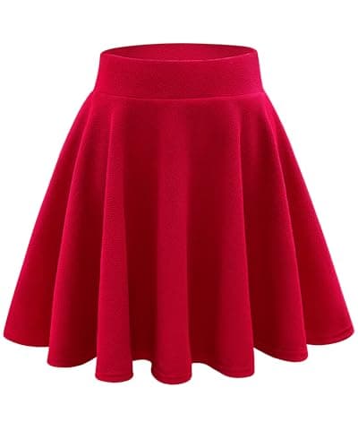 Stelle Women's Casual Skort with Shorts Basic Versatile Stretchy Flared Pleated Skater Mini Skirts (Red, S) - Image 1