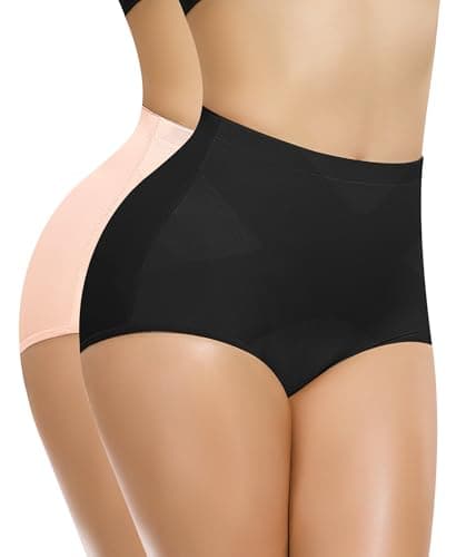 Ganado Tummy Control Shapewear Panties for Women High Waisted Shaping Underwear Body Shaper Slimming Panty Girdle (Black+beige(solid) 3X-Large) - Image 1