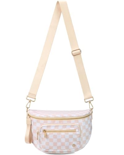 BOSTANTEN Crossbody Bags for Women Cross Body Purse Checkered Bum Bag, Large Diaper Purse for Moms, Perfect for Work/Travel - Image 1