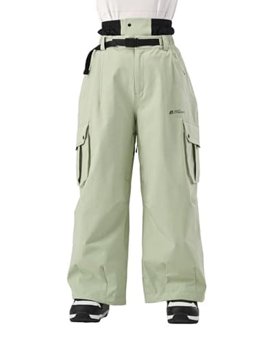 HIGH EXPERIENCE Snowboard Pants for Women Men Baggy Ski Pants Snow Loose Warm Insulated Winterproof Waterproof (Sage Color, X-Large) - Image 1