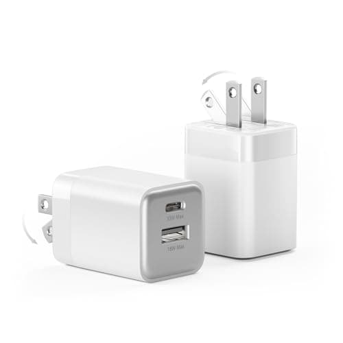 wegear 30W USB C Fast Charger, Dual Port USB C Wall Charger with Foldable Plug for iPhone 16/15/14, Samsung S24, iPad, 40% Smaller & Safer Nano Charger Block, (White, 2 Pack) - Image 1