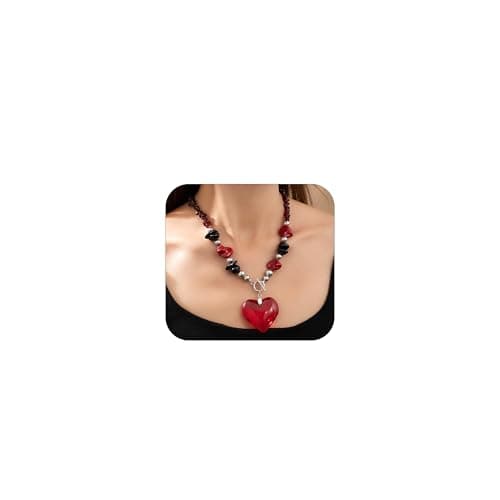 Jekvill Heart Shape gothic necklace，Irregular garnet necklace，Goth Jewelry Gifts，halloween accessories for woman - Image 1