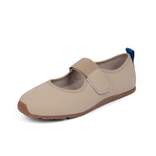 VIUGJNEX Nude Tennis Shoes for Women Fashion Sneakers Mary Jane Shoes Lightweight Slip-On Ballet Flats Size 10 - Image 1