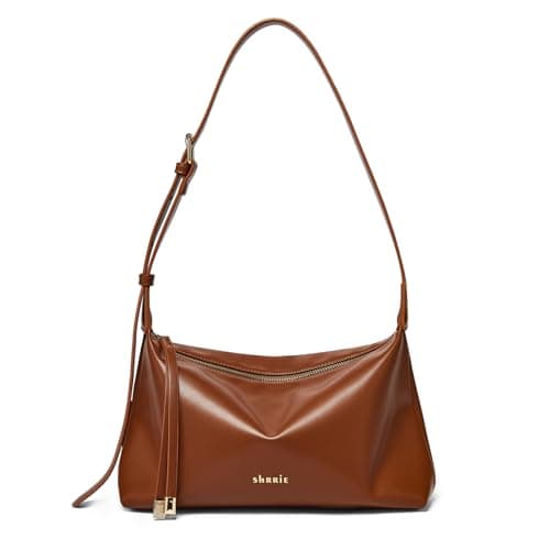Shrrie Lightweight Shoulder Bag for Women Soft Vegan Leather Purses Shoulder with Adjustable Strap, Coffee Brown - Image 1