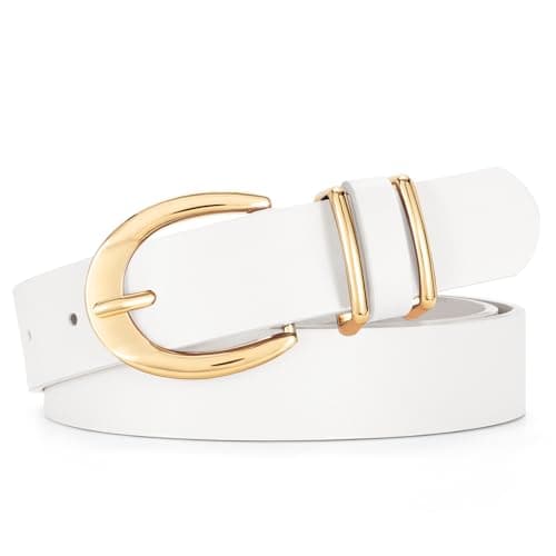 SUOSDEY Women Leather Belts for Jeans Pants Dresses Skinny Leather Belts with Gold Buckle - Image 1