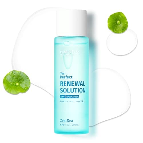 ZealSea Salicylic Acid Toner, Blackhead Remover, BHA Liquid Exfoliant (CICA, 6.76OZ), Pore Minimizer for Face, Gentle Alcohol Free BHA Toner for All Skin Type with Niacinamide, Redness Relief, Vegan