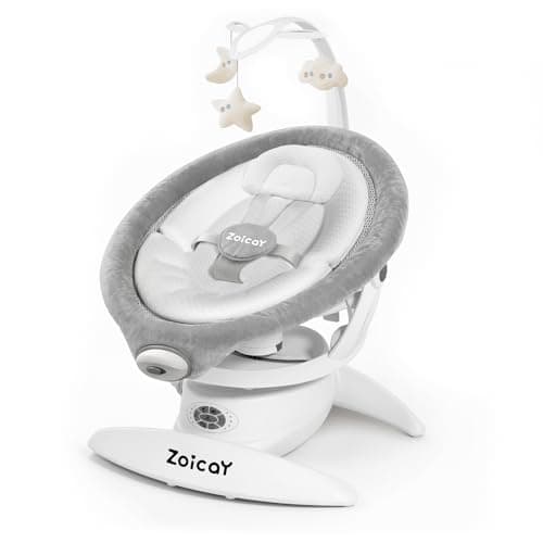 Baby Swing, 3-in-1 Baby Swings for Infants with Motion Detection & Vibration Soother, 360° Rotating Electric Baby Swings with 5 Speeds & 3 Swing Modes, Infant Swing for Baby with 12 Preset Melodies - Image 1