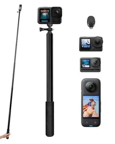 118" Invisible Long Selfie Stick Tripod,Action Camera Tripod,with Wireless Remote,Compatible with Gopro,DJI Osmo Action 5/3,Insta360 X5/X4/X3 ONEX2/RS,Cell Phone and Action Camera - Image 1