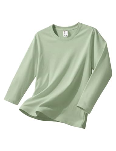 PATPAT Boys Army Green Long Sleeve Shirt Size 11-12 Cotton Crew Neck Long Sleeve Tees Army Green Shirts for Boy, Little Boys Clothes - Image 1