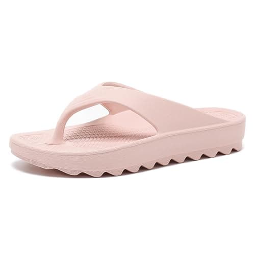 GETOEU Arch Support Flip Flops for Women Slip-Resistant Shower Shoes Beach Thong Sandals Soft Pool Flip Flops Comfort Orthopedic Sandals,Pink - Image 1