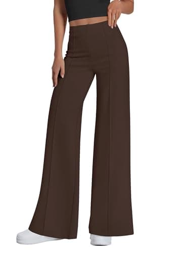 PRETTYGARDEN Women's Wide Leg Palazzo Pants 2026 Dressy Casual Lounge Workout Sweatpants High Waisted Trousers(Brown,XX-Large) - Image 1