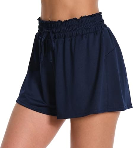 ATTRACO High Waisted Swim Shorts Women UPF 50+ Sun Protection Board Shorts Swimsuit Short Navy L - Image 1