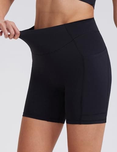 ENERBLOOM Biker Shorts for Women with Pockets, 5" Spandex Workout Shorts, Lightweight for Summer Cycling Running Yoga Gym Black Coffee X-Small - Thumbnail 3