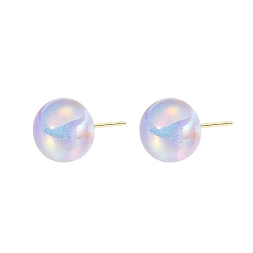 PearlLives Pearl Earrings 18K Gold Plated 925 Sterling Silver Stud Earrings Button Simulated Shell Pearl Earring Studs Hypoallergenic For Women (10MM Dazzling Starry Sky) - Image 1