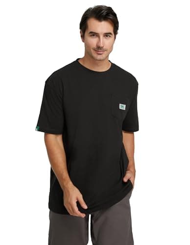 SKPRO Mens T-Shirts, Loose Fit Work T Shirts for Men with Pocket Black L