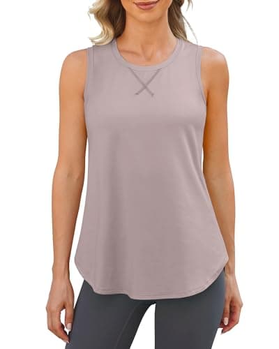 G4Free Gym Tops for Women Athletic Lightweight Racerback Workout Tank Running Shirt Sleeveless Quick Dry Exercise Wear (Gray Lilac,L) - Image 1