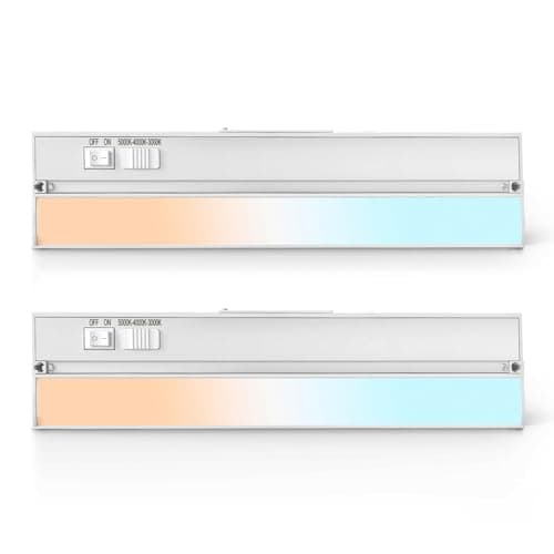 Snyloe 2 Pack 16" LED Hardwired Under Cabinet Lighting, 14W 1000LM, 3CCT (3000K/4000K/5000K), Easy Install Under Counter Lighting for Kitchen Cabinets，Closet, Shelves,YT-4201B-16-2 - Image 1