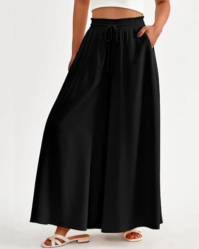BTFBM Women Casual High Waist Wide Leg Pants 2026 Spring Summer Long Palazzo Pants Pocket Lounge Beach Vacation Clothes(Solid Black, XX-Large) - Thumbnail 3