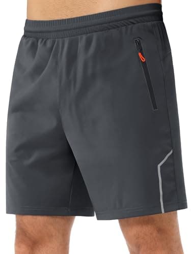 3rd hill Men's 7 inch Running Shorts with Zipper Pockets Quick Dry Athletic Gym Workout Shorts Lightweight Deep Grey XL - Image 1