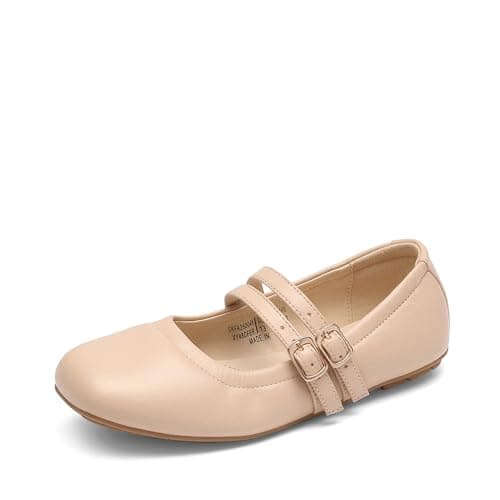 DREAM PAIRS Girls Dress Shoes Slip on Ballerina Flats Mary Jane Ballet Shoes for Wedding/Party,Size 12 Little Kid,Nude,SKFA26004K - Image 1
