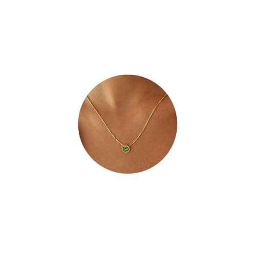 Turandoss Peridot Necklace for Women, 14K Gold Plated Birthstone Necklaces Dainty August Birthstone Jewelry Gold Necklace for Women Trendy Gold Jewelry Gifts - Image 1