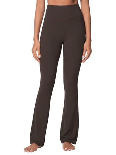 Sunzel Sunzfly Invisible Butt Scrunch Flare Leggings for Women, Mini Flared Yoga Pants with Tummy Control and High Waist 30" Seal Brown X-Large - Thumbnail 3