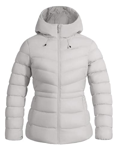 Pioneer Camp Quilted Down Puffer Jacket For Women with Hood Water Resistant Lightweight Winter Coat Long Sleeve Full Zipper, Grey, XXL - Image 1