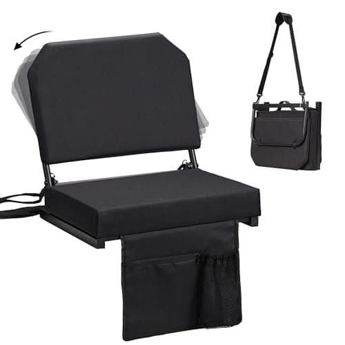 Dragosum Stadium Seats with Back Support Swivel, Bleacher Chairs with Shoulder Strap & Cup Holder, Upholstered Portable Folding Bleacher Seats