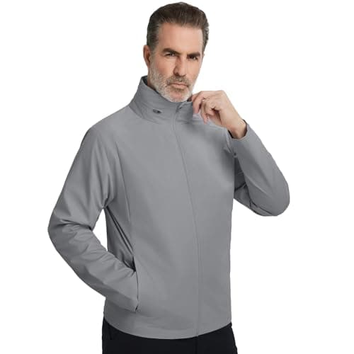 M MAELREG Men's Lightweight Golf Jacket Causal Windbreaker Zip Up Hoodie with Zipper Pockets for Hiking Outdoor - Thumbnail 2