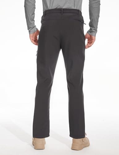 MOURCE Cargo Hiking Pants Men Waterproof - Insulated Warm Fleece Lined Ski Pants with Zipper Pockets, Charcoal - Thumbnail 5
