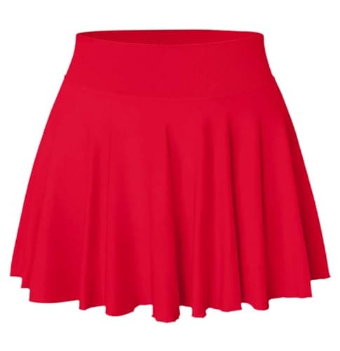 YOAKAKU Pleated Tennis Skater Skirts for Women with Pocket Shorts Flowy Golf Athletic Skort Sports Mini Skirt Red - Image 1