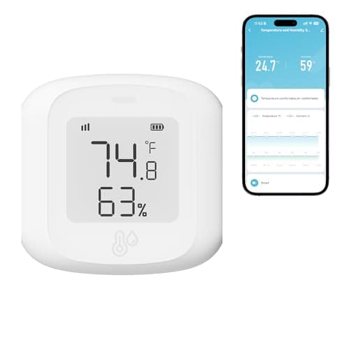 ORYZIC Temperature & Humidity Sensor (Wi‑Fi 2.4GHz) – Indoor Thermometer Hygrometer with App History, Battery Powered