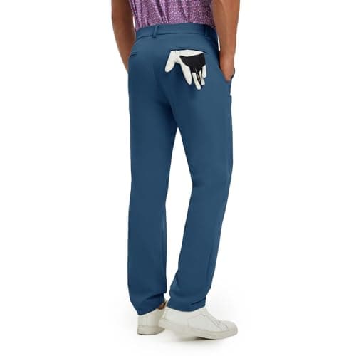 M MAELREG Men's Performance Golf Pants - Quick Dry Stretch Nylon Slacks 30/32/34 Inch Travel Work Dress Pants Blue Indigo - Thumbnail 2