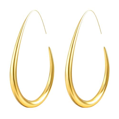 YBNGSMK 18k Gold Hoop Earrings - Hypoallergenic Earrings for Women - Lightweight Hoop Jewelry 1 Pair - Image 1