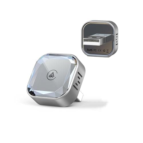 Wireless CarPlay Adapter for Apple iPhone & Android Auto Dongle Plug and Play 2-in-1 Wireless Dongle Bluetooth 5.4 Car Play Adapter Mini Sized & Diamond-Like Styled