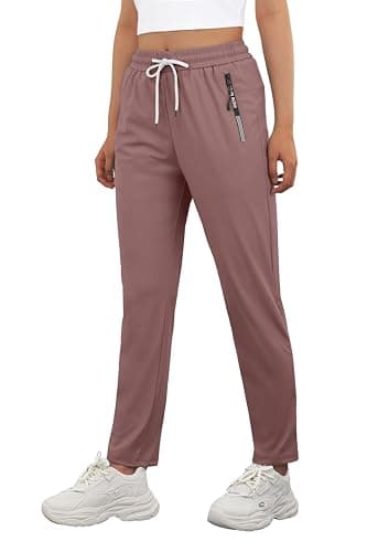 Plus Size Seniors Lightweight Breathable Travel Pants with Zipper Pockets Teen Stretch Active Quick Dry Pant Camping Workout Hiking Fishing Trousers for Women Over 50 Comfy Fit Dark Pink, 2XL - Image 1
