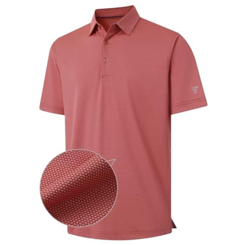M MAELREG Mens Golf Shirts Short Sleeve Jacquard Casual Performance Moisture Wicking Collared Polo Shirts for Men Orange Purple - Image 1