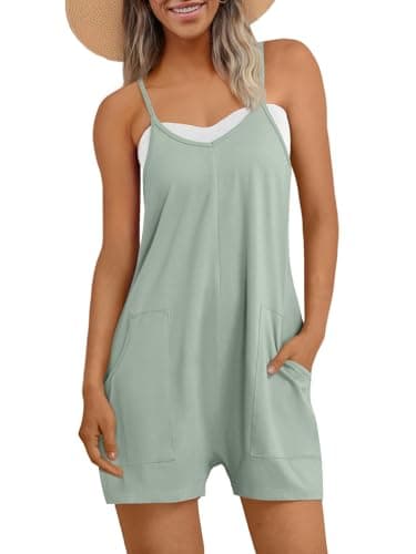 AUTOMET Womens Rompers Jumpsuits Summer Vacation Beach Outfits 2026 Shorts Overalls Jumpers Loose Casual Soft Fashion Maternity Clothes Sage S - Image 1