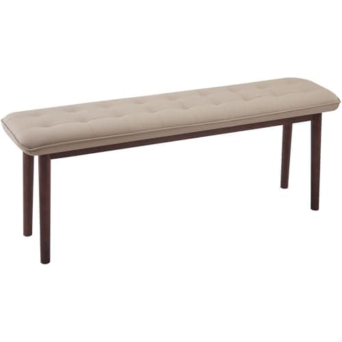 Jimenuco 47'' Solid Wood Dining Bench with Cushion, Faux Leather Upholstered Bench for Dining Room Table, Kitchen, Entryway, or Bedroom End of Bed, Beige - Image 1