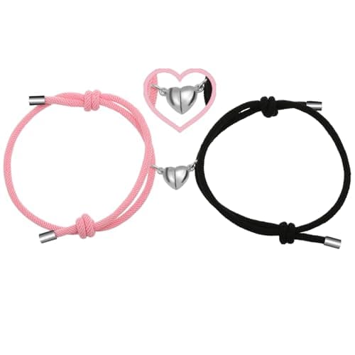 Oeyliz Couples Bracelets for Women Men Matching Heart Bracelets for Couples 2PCS Matching Love Bracelets for Him and Her Bracelets Matching Couple Valentines Gift for Boyfriend Girlfriend - Image 1
