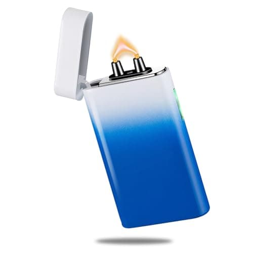 RSBYE Plasma Lighter Rechargeable USB C Electric Torch Lighter Big Arc Electric Lighters Dual Flame Cool Lighters with Upgrade Battery Safety Switch for Candles, Fireworks, Incense (BlueWhite) - Image 1