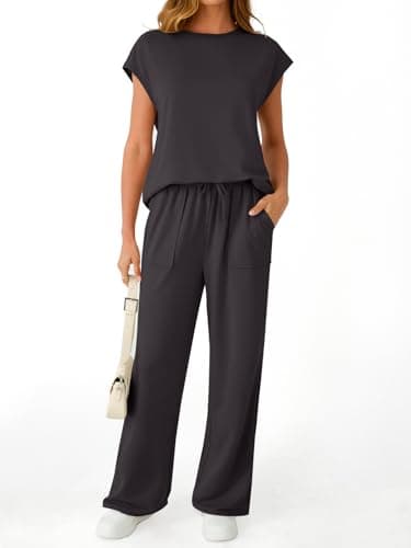 AUTOMET Womens 2 Two Piece Lounge Sets 2026 Summer Spring Travel Casual Outfits Vacation Clothes Pant Top Matching Clothing Trendy Airport Resort Wear Beach Sweatsuit Sweat Suit Loungewear - Thumbnail 2