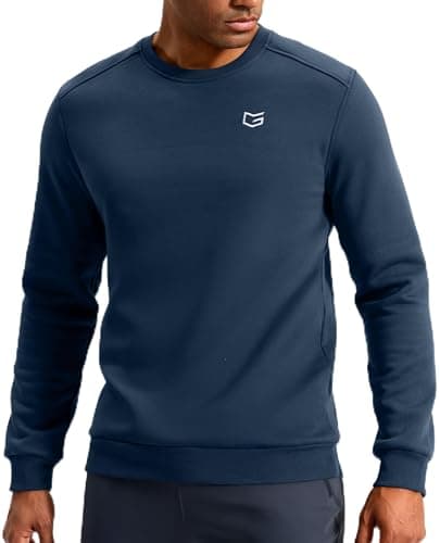 G Gradual Men's Fleece Lined Crewneck Sweatshirt Midweight Regular Fit Athletic Workout Warm Pullover Sweater Shirts(Navy,X-Large) - Image 1