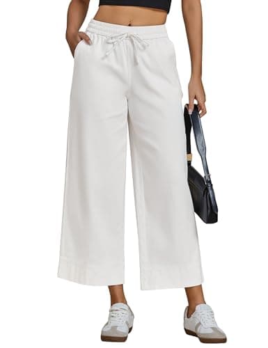 luvamia Stretchy Jeans Woman White Jeans Women Wide Legged Pants for Women Cream White Medium Fits Size 8 / Size 10 - Image 1