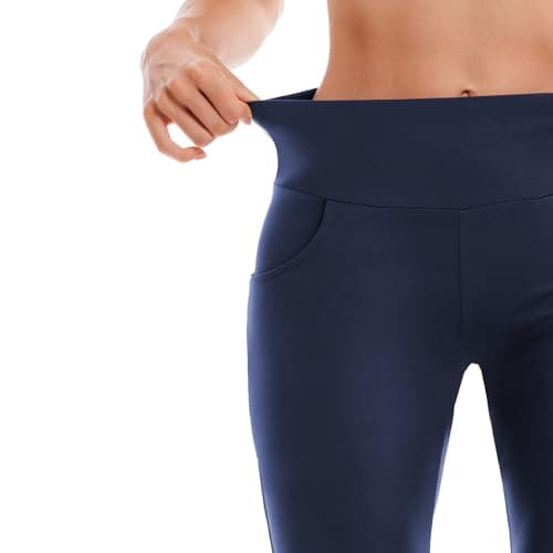 Ipletix Flare Leggings for Women-Bootcut Yoga Pants for Women High Waisted Flared Leggings Dress Pants Navy Blue - Thumbnail 3