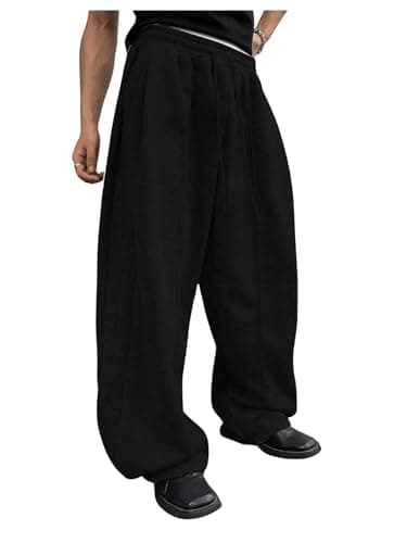 GORGLITTER Men's Wide Leg Baggy Sweatpants Y2K Oversized Casual Workout Athletic Trousers Track Pants Black Small - Image 1