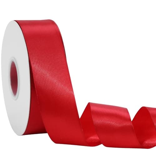 Red Ribbon 1 1/2 Inch x 50 Yards – Double Faced Holiday Gift Wrap Satin Ribbon for Christmas, Valentine's Day, Crafts & Party Bows - Image 1
