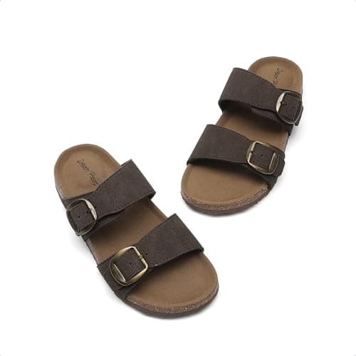 DREAM PAIRS Girls Boys Slides For Kids Non-Slip with Adjustable Straps for Indoor & Outdoor Toddler Little Kid/Big Kid,Size 3 Little Kid,Dark Brown,SKSS26001K - Thumbnail 6