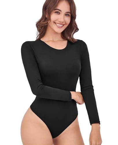 Camdoria Long Sleeve Bodysuits for Women Crew Neck Body suit Women's Slimming Basic Tummy Control Bodysuit Tops - Image 1