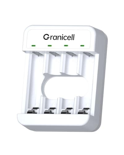 Granicell 4 Bay AA and AAA Battery Charger, Independent Slot,USB High-Speed Charging, for Ni-MH/Ni-CD Rechargeable Batteries, Adapter-Free - Image 1